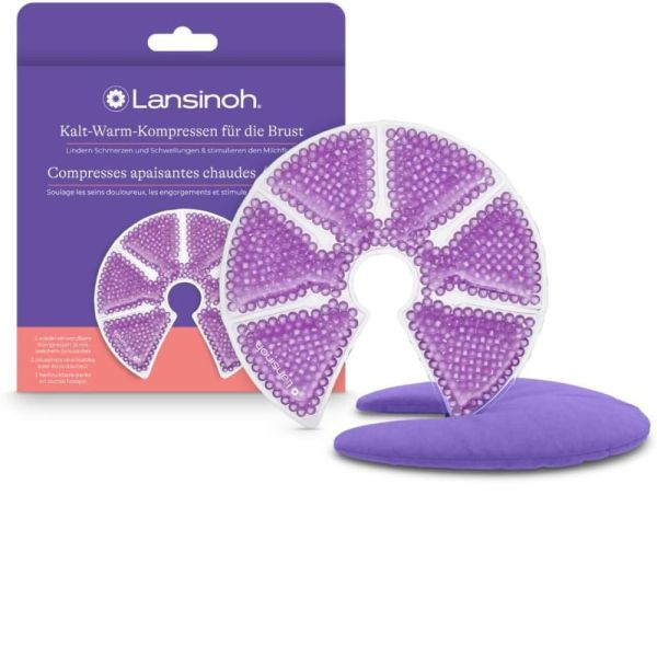 Lot de 2 compresses d'allaitement 3-en-1 Chaud/Froid réutilisables
