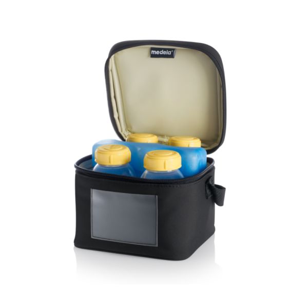Sac isotherme + bloc réfrigérant + 4 biberons