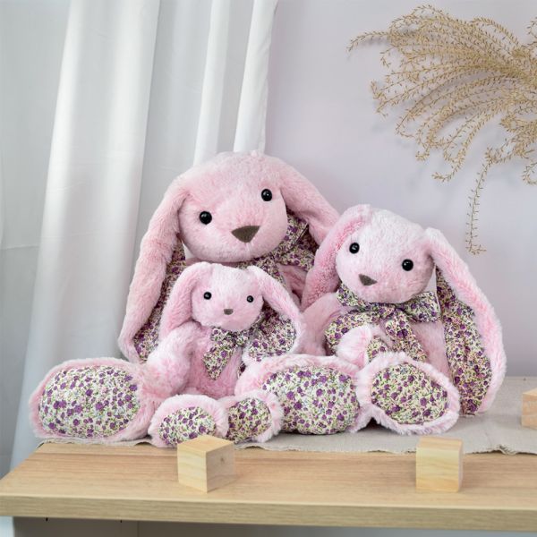 Peluche géante lapin rose Copains Câlins 50 cm