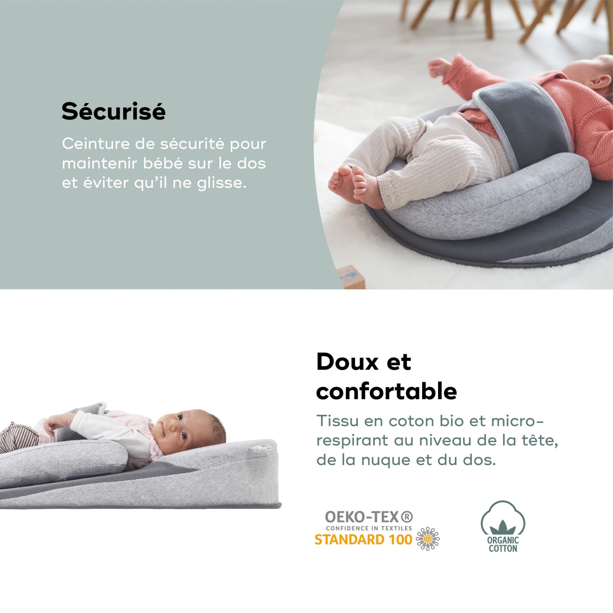 Cale-bébé morphologique BABYMOOV Cosydream gris - Babymoov