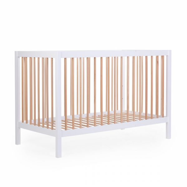 Lit bébé 60x120cm Blanc et Naturel COT 97