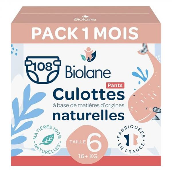 Couches culottes bébé taille 6 Pack 1 mois 108 couches
