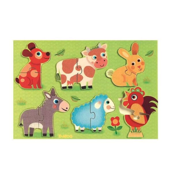 Puzzle en bois à encastrer pour enfant Coucou Cow