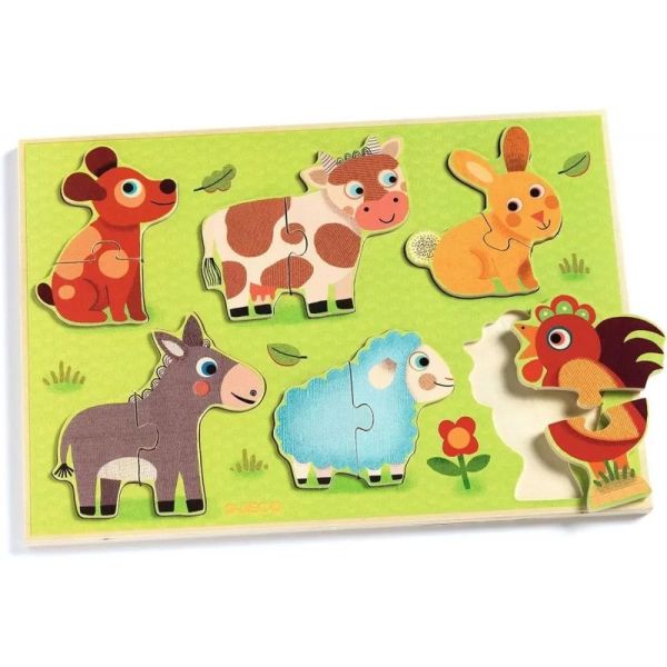 Puzzle en bois à encastrer pour enfant Coucou Cow