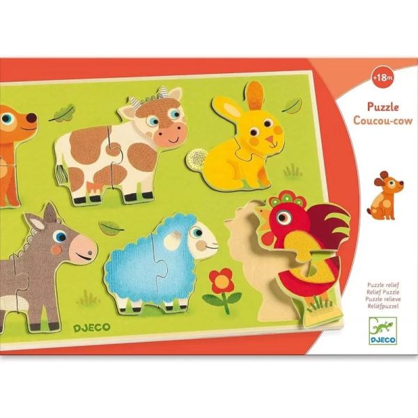 Puzzle en bois à encastrer pour enfant Coucou Cow