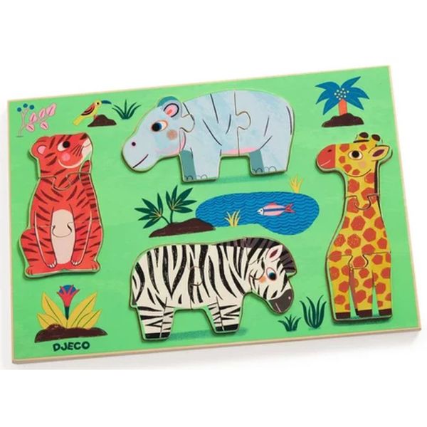 Puzzle en bois à encastrer pour enfant Coucou Tigre