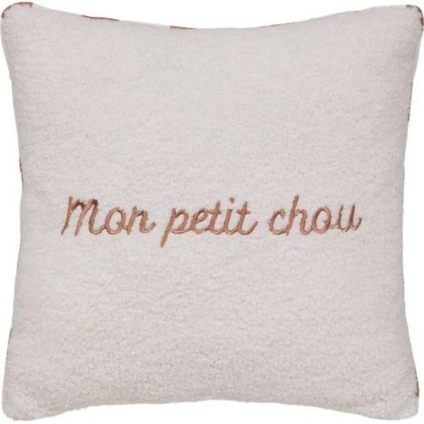Coussin réversible Jaiko bouclette et rayures 40 x 40 cm