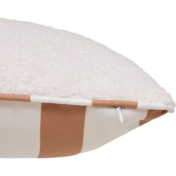 Coussin réversible Jaiko bouclette et rayures 40 x 40 cm