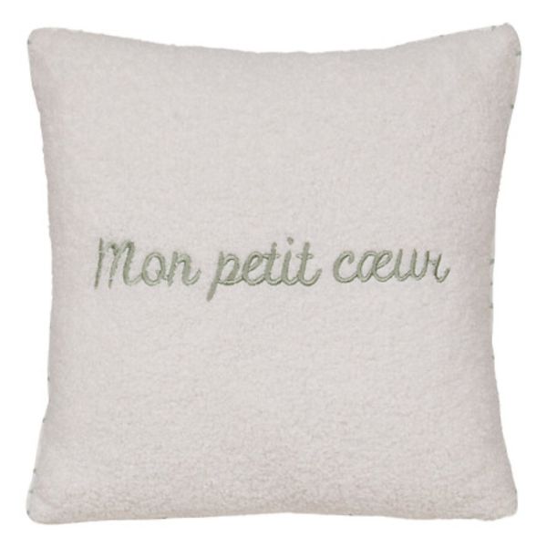 Coussin réversible Jaiko bouclette et cœurs 40 x 40 cm