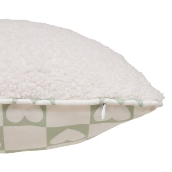 Coussin réversible Jaiko bouclette et cœurs 40 x 40 cm