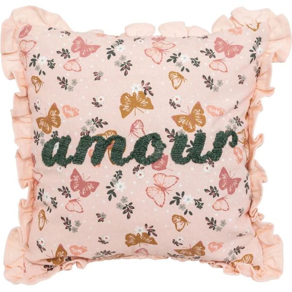Coussin carré Alina coton brodé