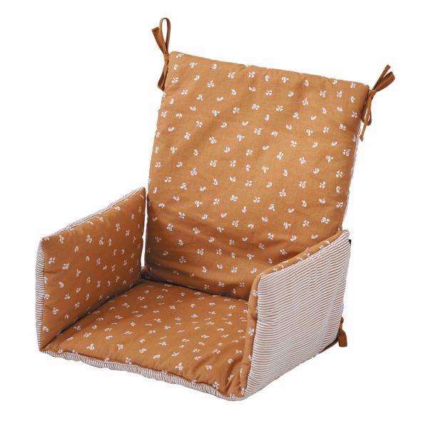 Coussin de chaise coton camel / rayé