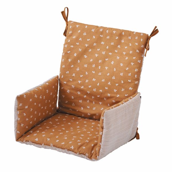 Coussin de chaise coton camel / rayé