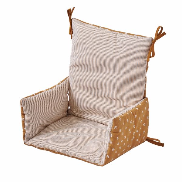 Coussin de chaise coton camel / rayé