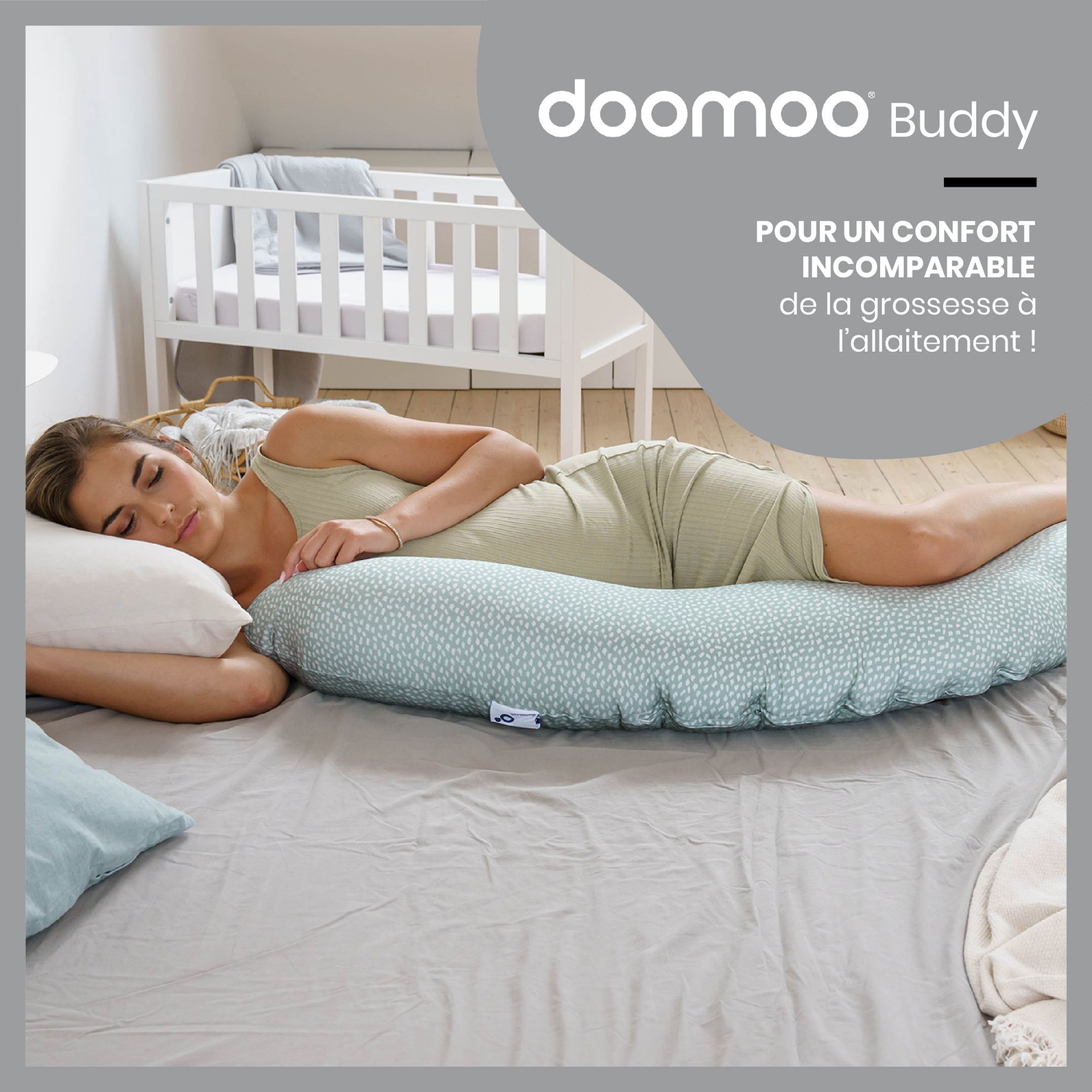 Coussin maternité Doomoo Buddy BABYMOOV Risotto taupe