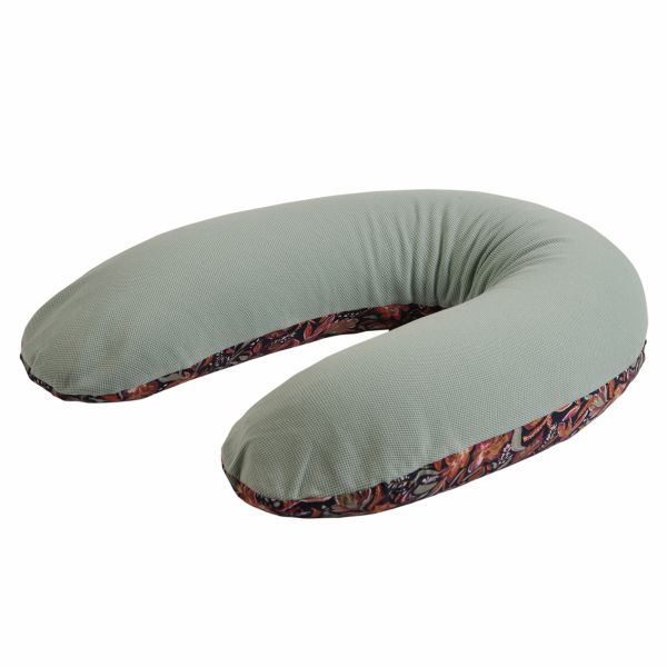 Coussin d'allaitement Jersey floral / vert de gris