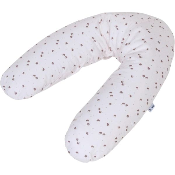 Coussin de maternité et d'allaitement Jersey coton Ecru / Hérissons
