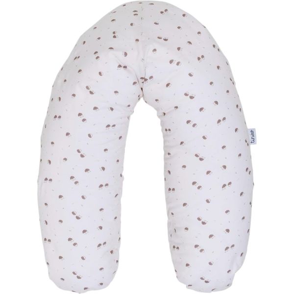 Coussin de maternité et d'allaitement Jersey coton Ecru / Hérissons