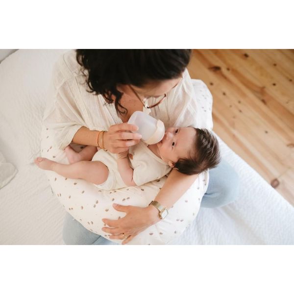 Coussin de maternité et d'allaitement Jersey coton Ecru / Hérissons