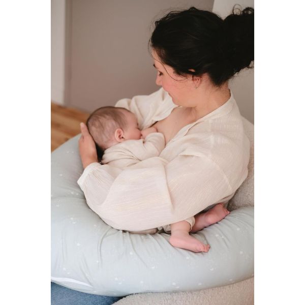 Coussin de maternité et d'allaitement Jersey coton Vert d'eau / Etoiles