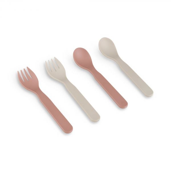 Lot de 4 couverts avec étui Rose/Crème