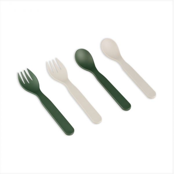 Lot de 4 couverts avec étui Vert/Crème