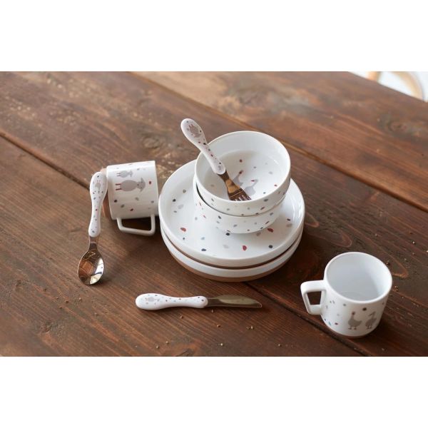 Set de 3 couverts inox Tiny farmer Blanc