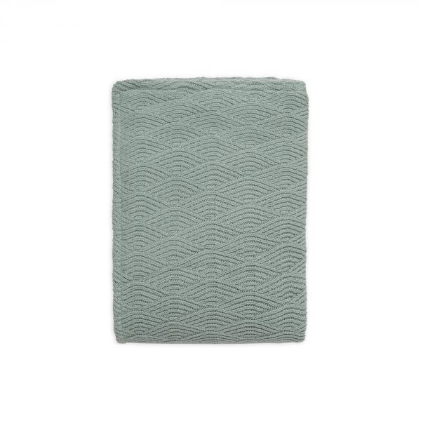 Couverture bébé 75x100 cm River Knit Ash green et Coral Fleece