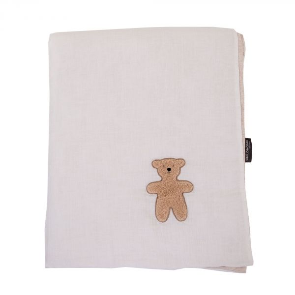 Couverture bébé 80x100cm jersey mélange beige et mousseline Teddy