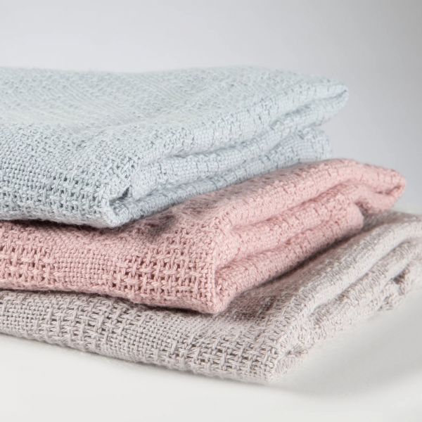 Couverture bébé tricot 80x80 cm rose/mauve
