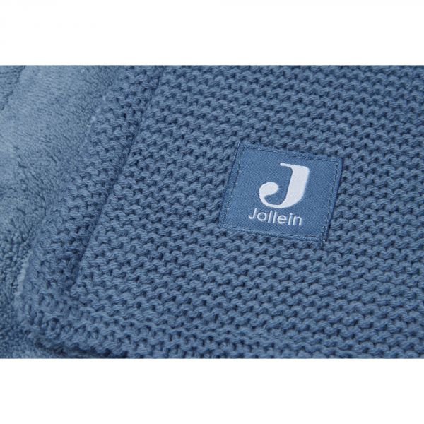 Couverture bébé 75x100 cm Basic Knit Jeans Blue et Fleece