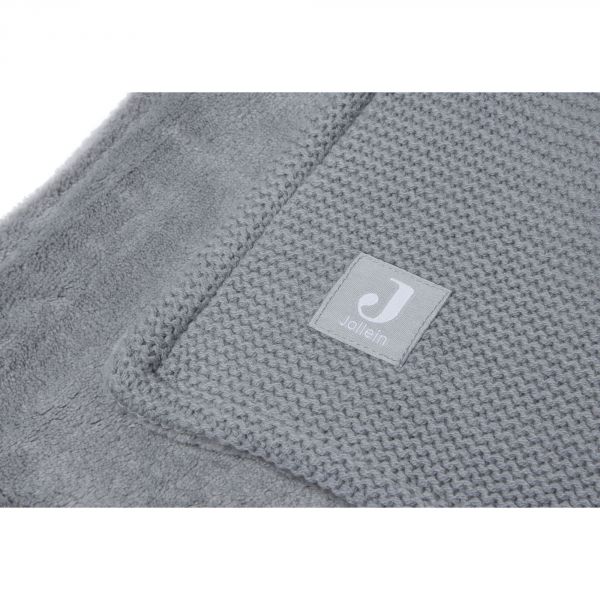 Couverture bébé 75x100 cm Basic Knit Stone Grey et Fleece