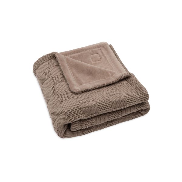 Couverture bébé tricot 75 x 100 cm Box Knit Velvet Milky Coffee