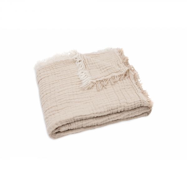 Couverture bébé 75x100 cm à franges Biscuit