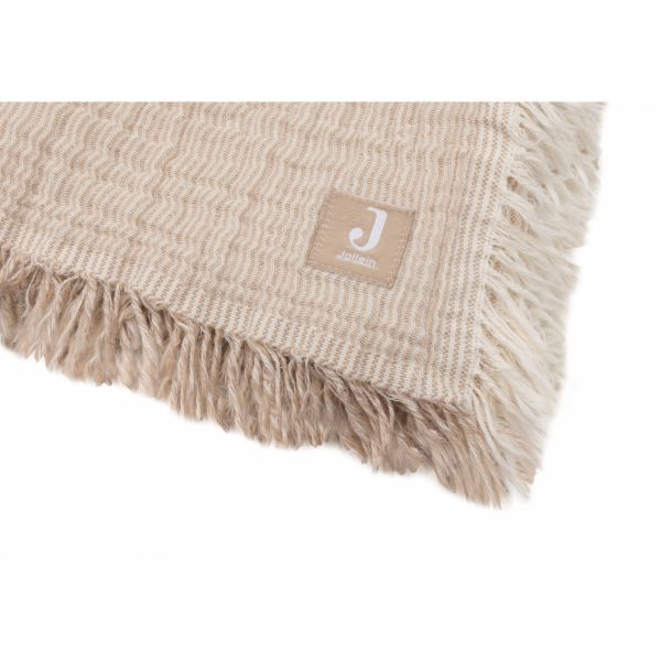 Couverture bébé 75x100 cm à franges Biscuit