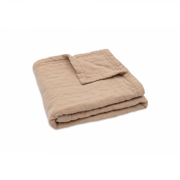 Couverture berceau 75x100 cm Gaze de coton Jacquard Biscuit