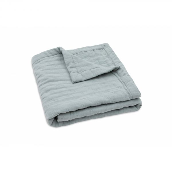 Couverture berceau 75x100 cm Gaze de coton Jacquard Sea Green