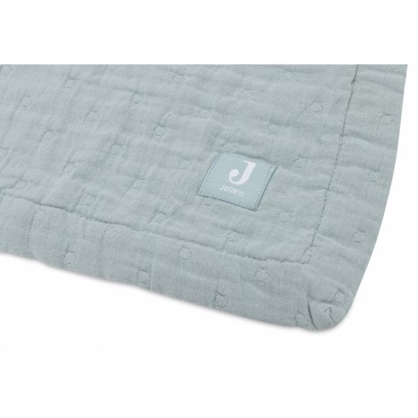 Couverture berceau 75x100 cm Gaze de coton Jacquard Sea Green