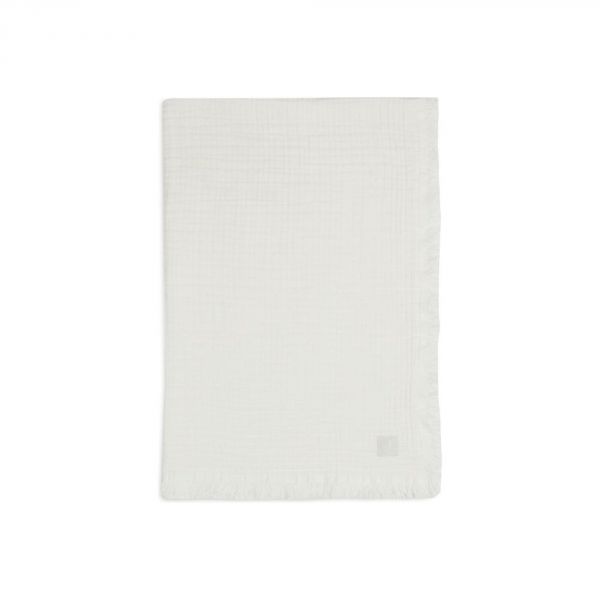 Couverture bébé 75x100 cm à franges Ivoire