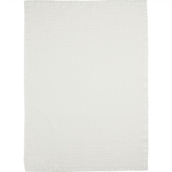 Couverture bébé 75x100 cm à franges Ivoire