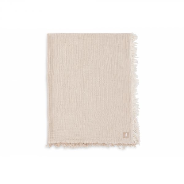 Couverture bébé 120x120 cm à franges Biscuit