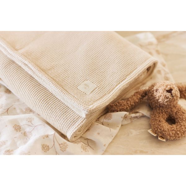 Couverture bébé tricot 100 x 150 cm Basic Knit Velvet Oatmeal