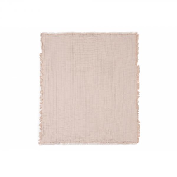 Couverture bébé 120x120 cm à franges Moonstone et Ivoire
