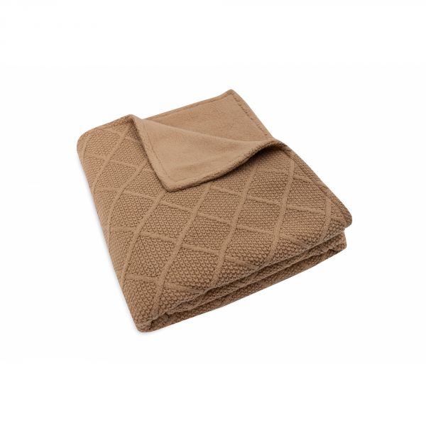 Couverture bébé 100x150 cm Check Knit Teddy Fleece Biscuit