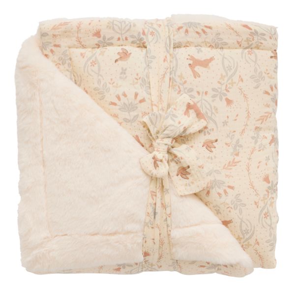 Couverture luxe microfibre avec fausse fourrure 70 x 100 cm Jardin enchanté