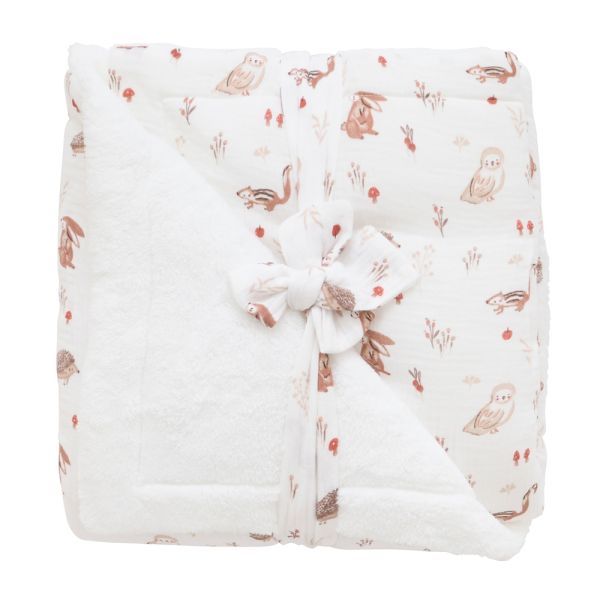 Couverture luxe microfibre avec fausse fourrure 70 x 100 cm Cosy Forest