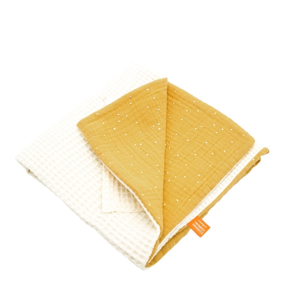 Couverture nid d'abeille écru personnalisable