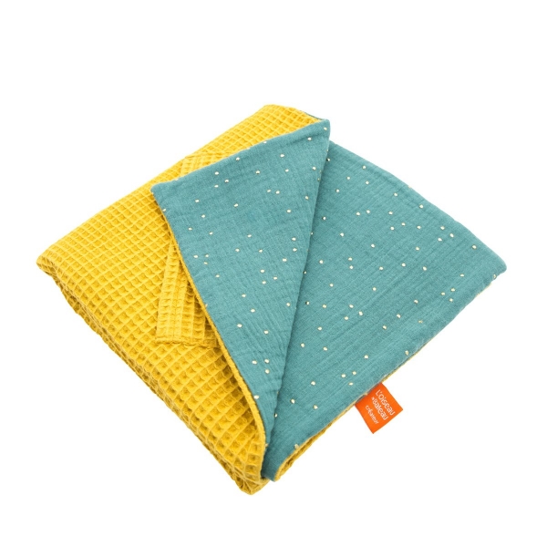 Couverture nid d'abeille Moutarde personnalisable