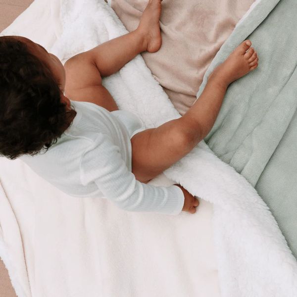 Couverture Bi-matière 75 x 100 cm - Noisette / écru