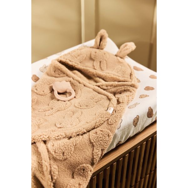 Couverture nomade portefeuille Miffy Jacquard Teddy Biscuit